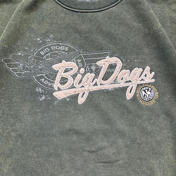 Vintage Y2K Big Dogs Embroidered Crewneck Mens Large Washed Green Sweatshirt - Picture 2 of 4